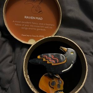 Raven Mad Erstwilder Brooch Halloween Pumpkin Crow Pin